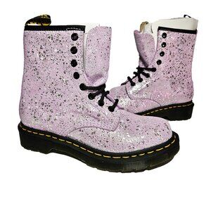 1460 Doc Martens Lilac Purple Metallic Splatter Suede Boots - Women's US 6